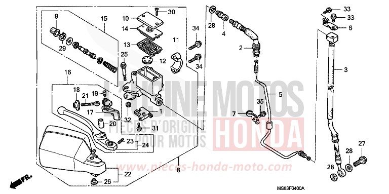 FR. BRAKE MASTER CYLINDER for Africa Twin SHASTA WHITE (NH138H) from 1989